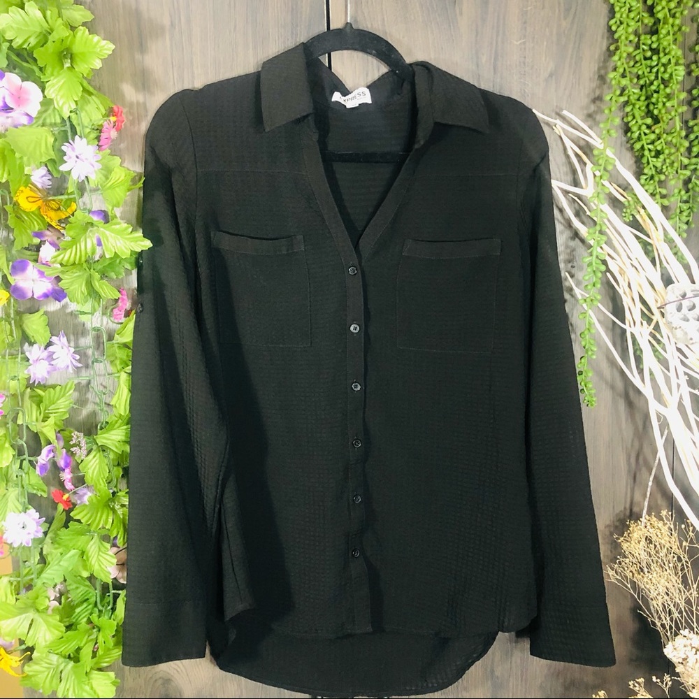 **3/$30express Button Down Collared Blouse Medium - image 3